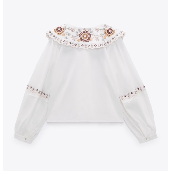 Zara embroidered poplin top - Picture 5 of 7
